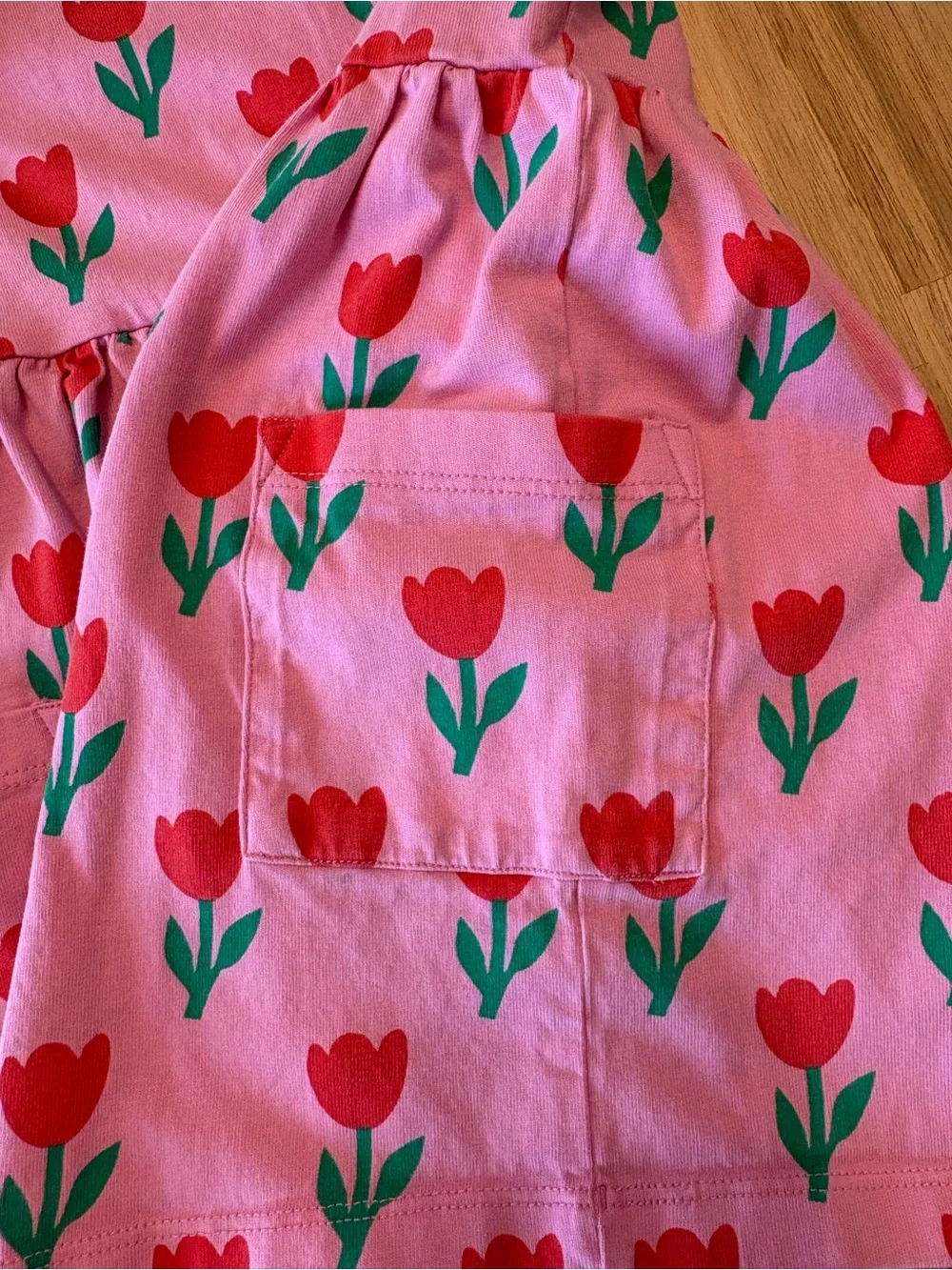Hanna Andersson Toddler Playground Dress with Pockets Red Tulip Print Cotton 3T
